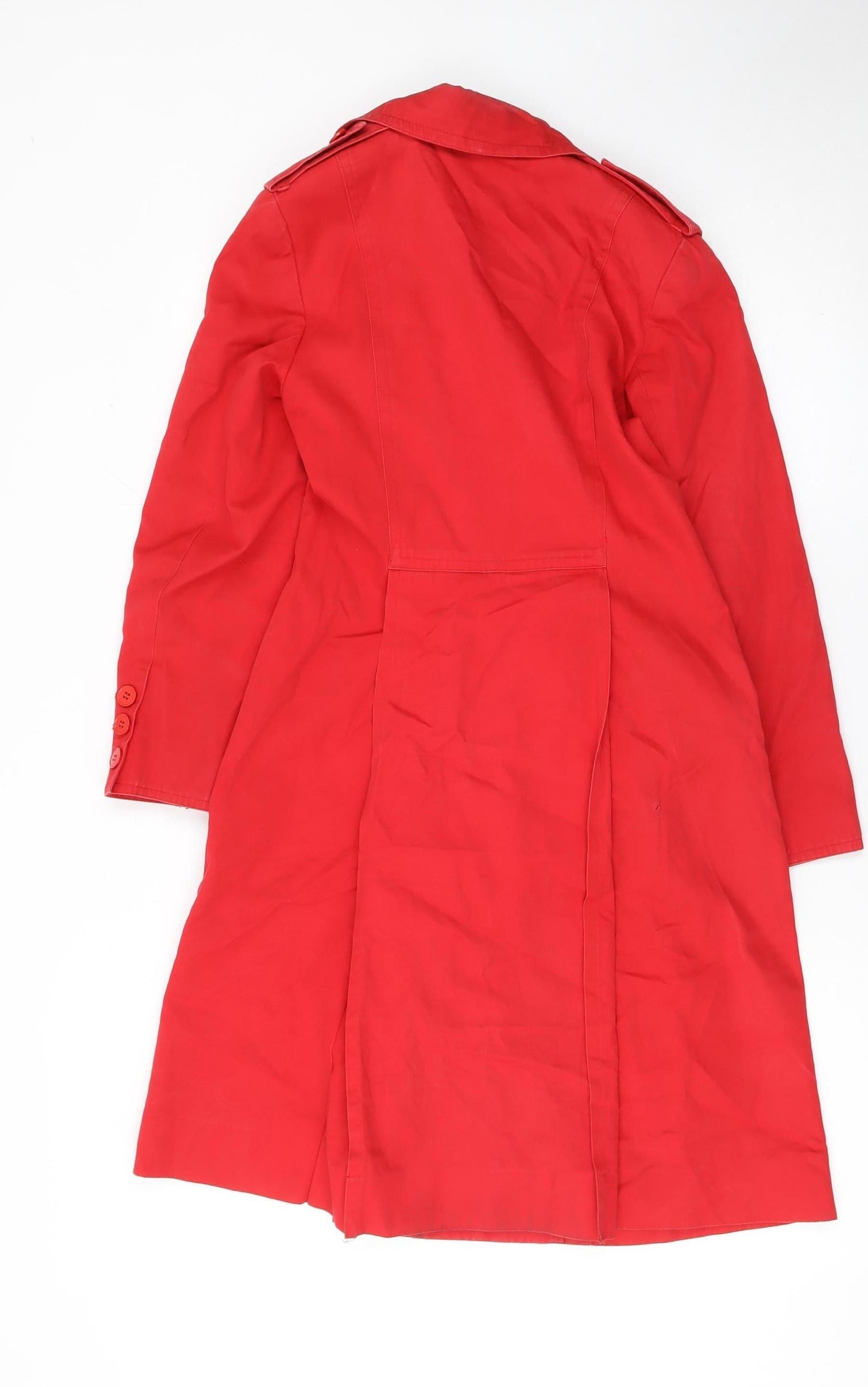 Hanae Mori Vivid Red Women's Long Cotton Trench Coat Size 6