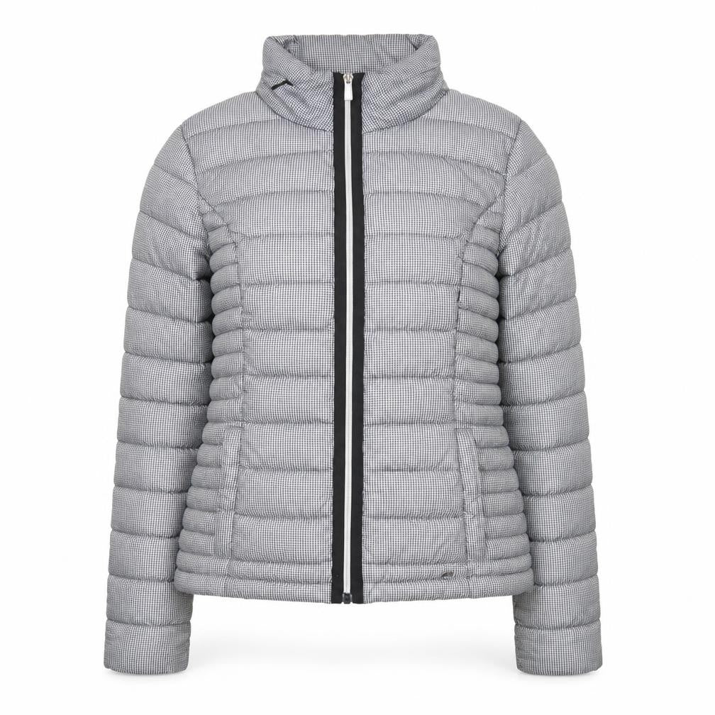 Next Women's Grey Check Puffer Jacket Size 8 Short Quilted Coat