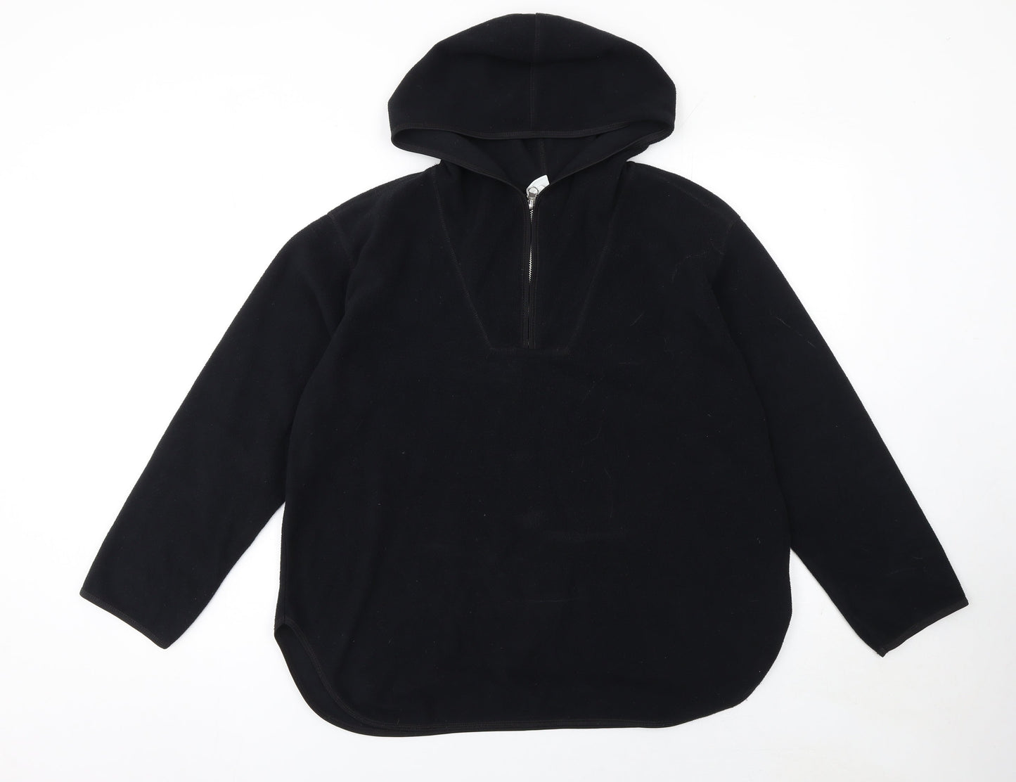 H&M Women’s Black Fleece 1/4 Zip Hooded Pullover M