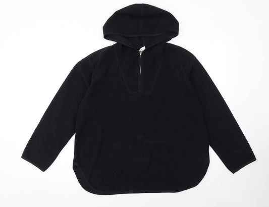 H&M Women’s Black Fleece 1/4 Zip Hooded Pullover M