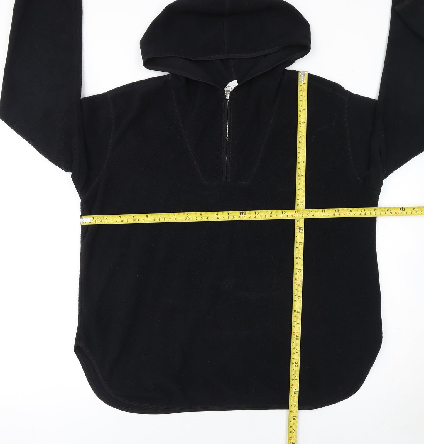 H&M Women’s Black Fleece 1/4 Zip Hooded Pullover M