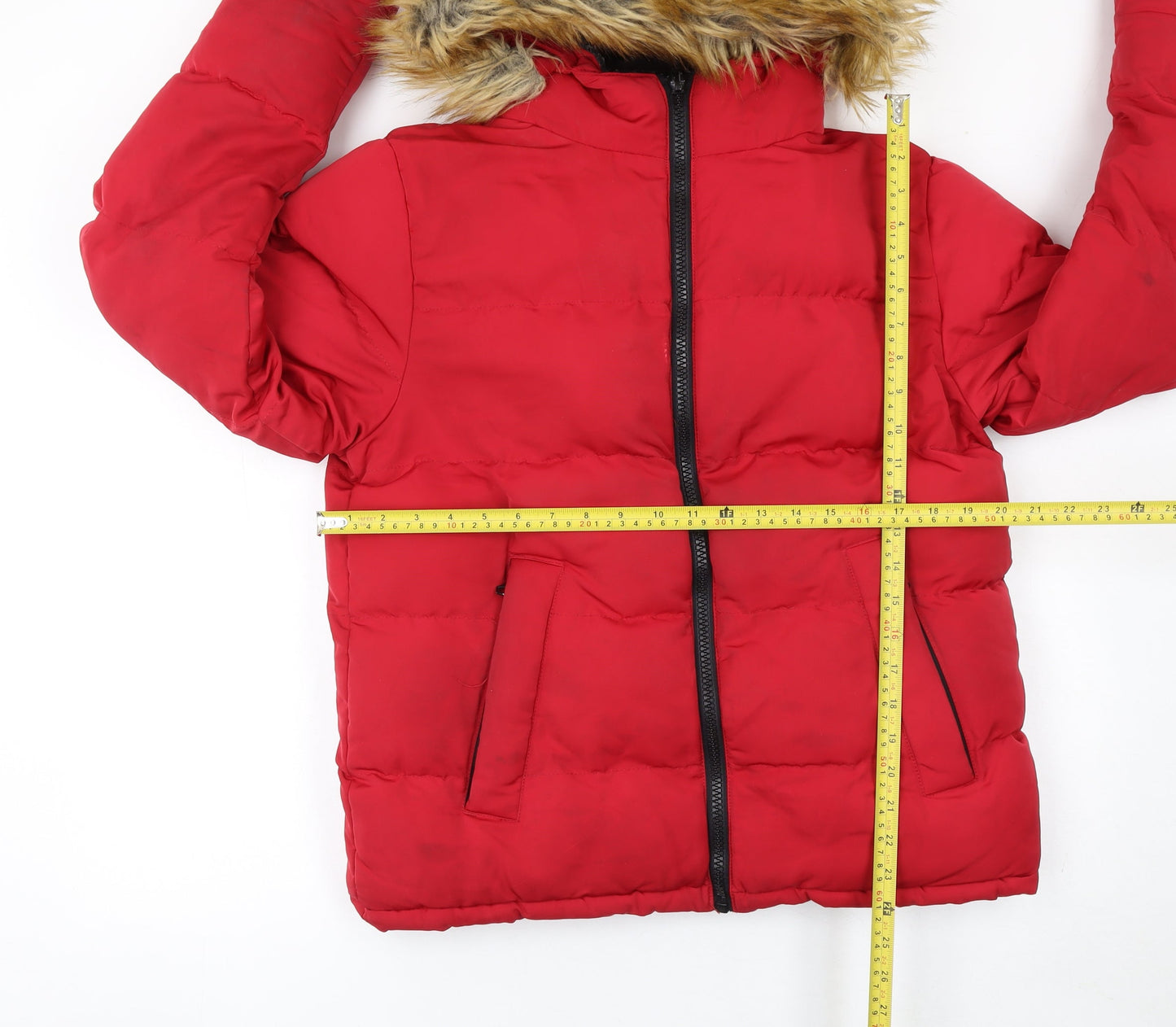 SoulCal & Co Women Red XS Hooded Puffer Jacket Winter Coat