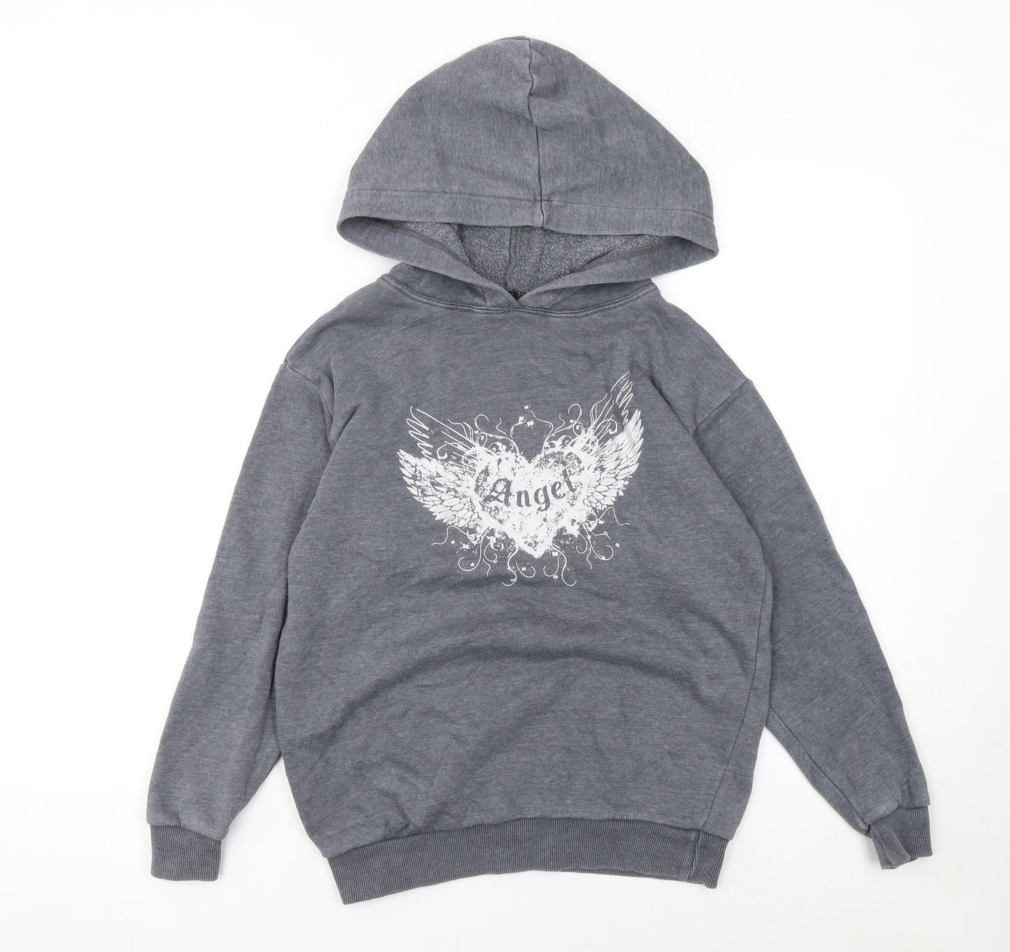 New Look Girls Grey Angel Pullover Hoodie 9 Years Hooded Sweatshirt