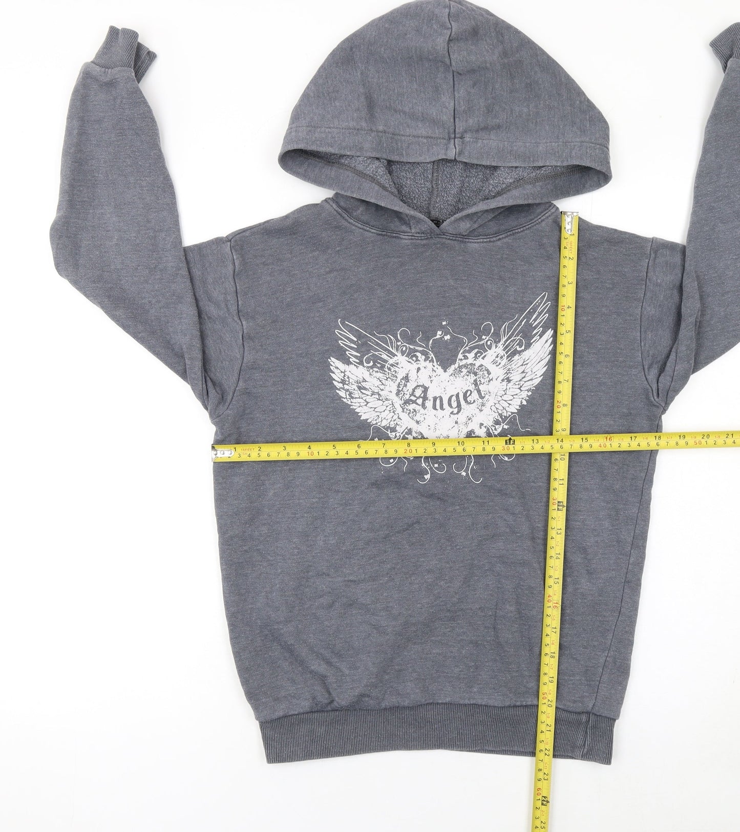 New Look Girls Grey Angel Pullover Hoodie 9 Years Hooded Sweatshirt