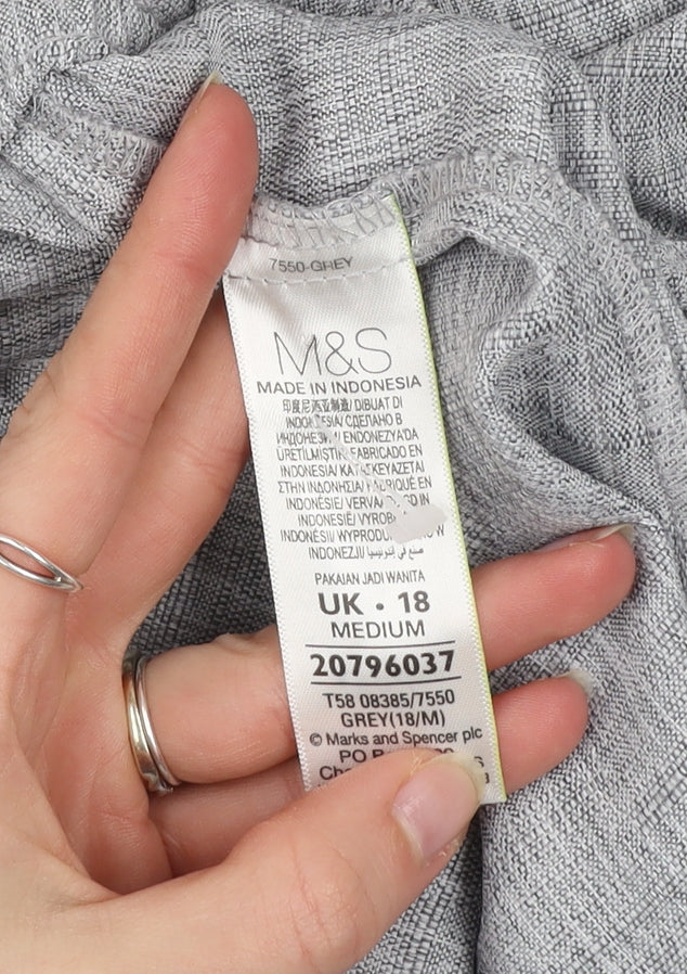 Marks and Spencer Women’s Grey Straight Leg Trousers UK 18