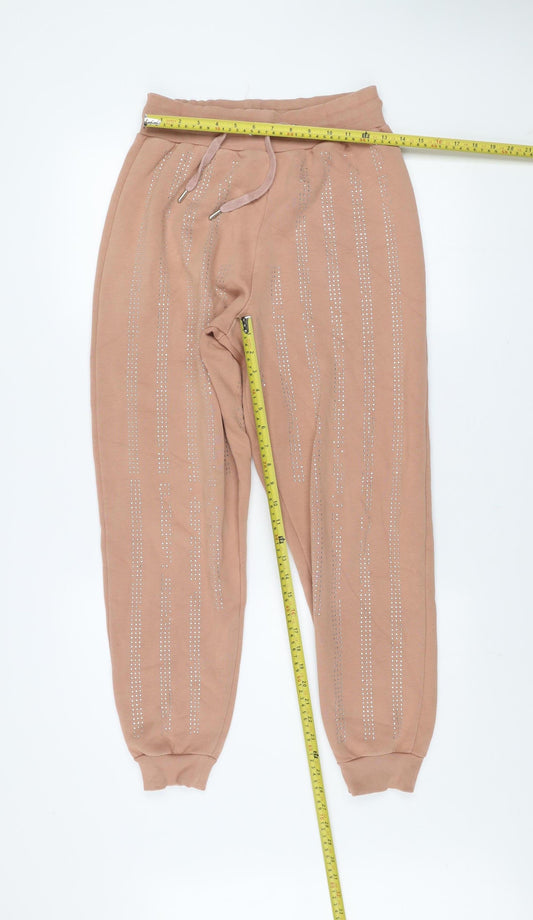 River Island Women’s Beige XS Jogger Trousers with Rhinestone Detail