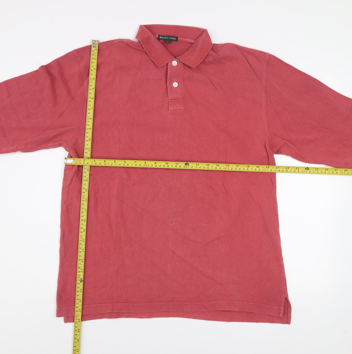 Racing Green Men's Red Long Sleeve Cotton Henley Sweatshirt Size L