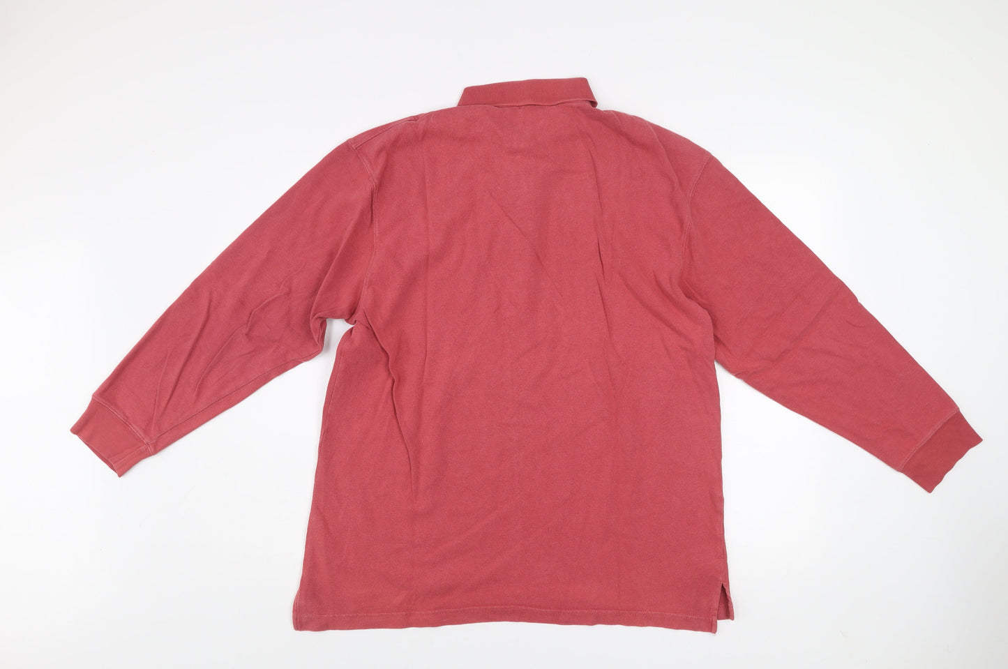 Racing Green Men's Red Long Sleeve Cotton Henley Sweatshirt Size L