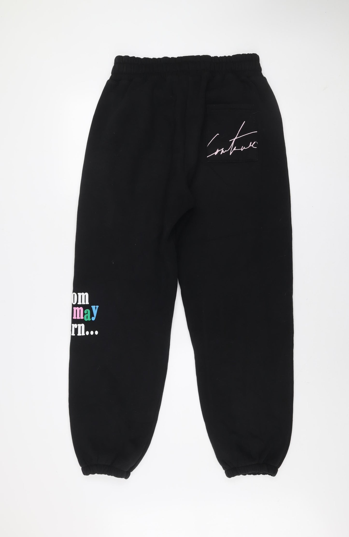 Couture Women’s Black Jogger Sweatpants Size 12 Elastic Waist Tapered Fit