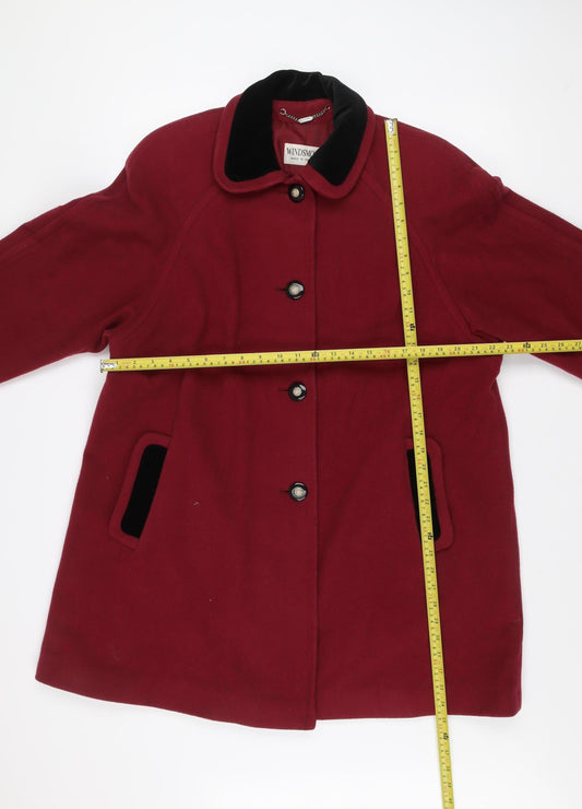 Windsmoor Womens Red Wool Overcoat Size 12 Classic Winter Coat