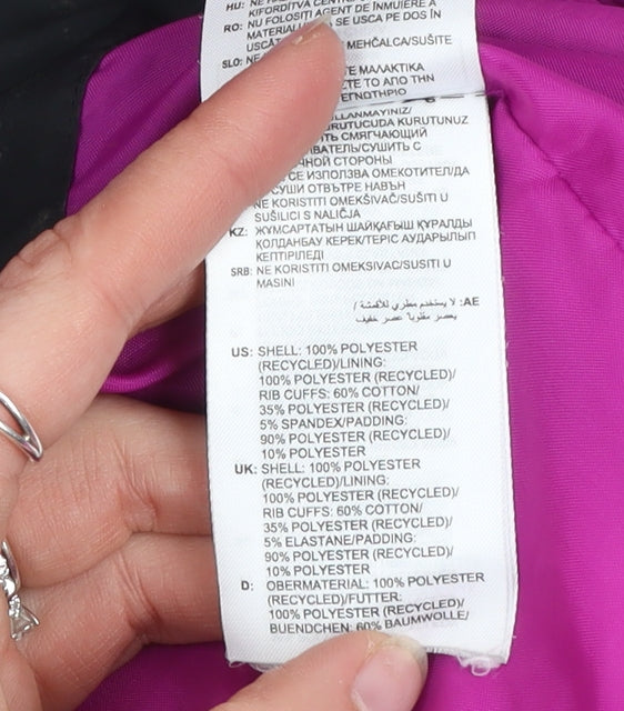 Adidas Girls Black & Pink Hooded Puffer Jacket 9-10 Years