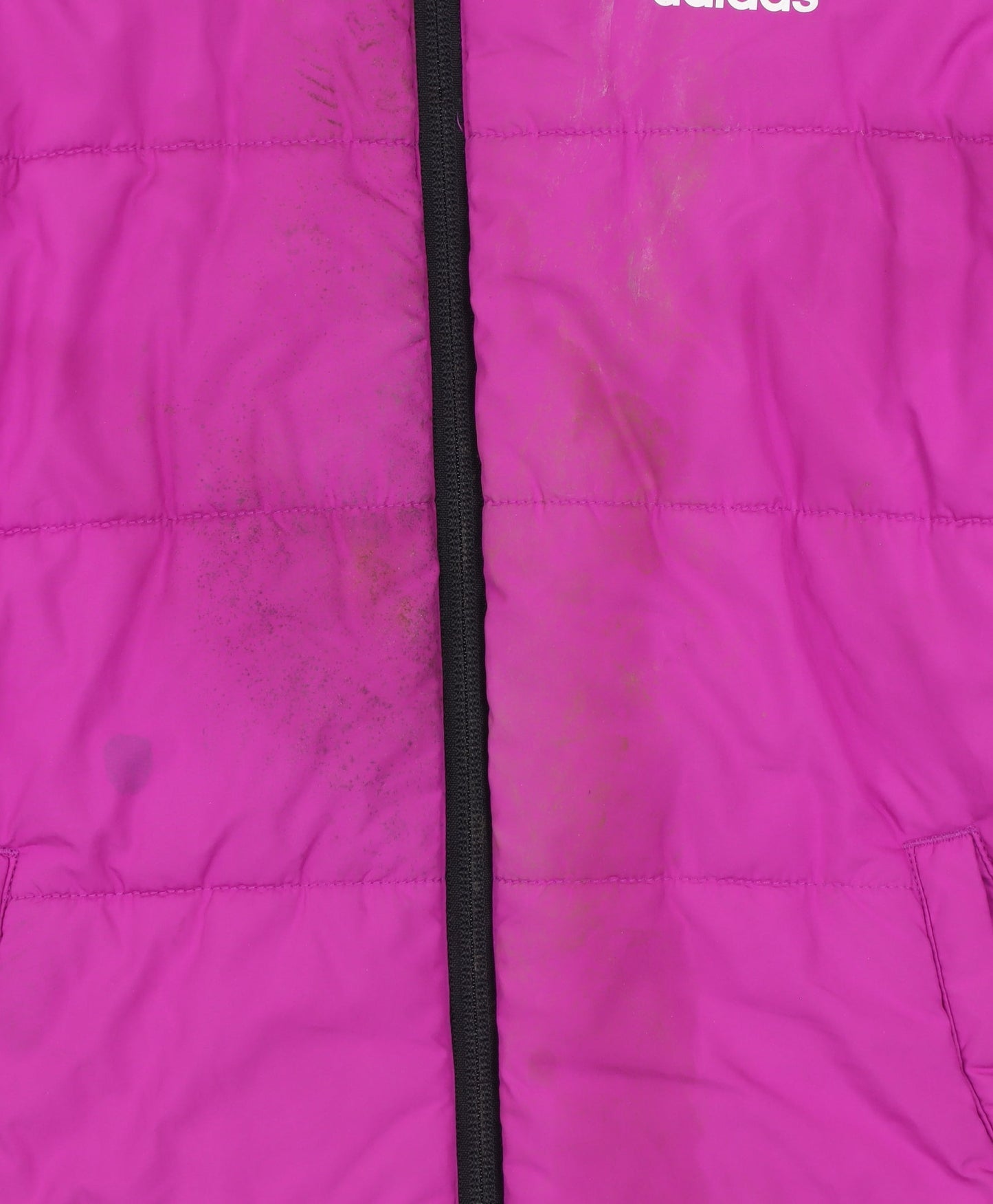 Adidas Girls Black & Pink Hooded Puffer Jacket 9-10 Years