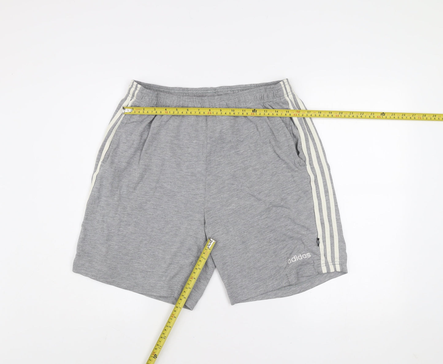 Adidas Mens Grey Athletic Shorts L Stretch Lightweight Activewear