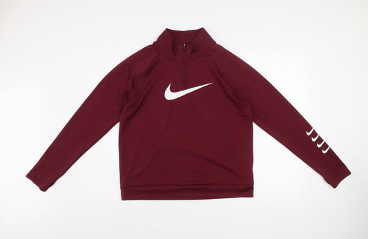 Nike Men's Red Dri-FIT Running 1/4 Zip Sweatshirt Size M