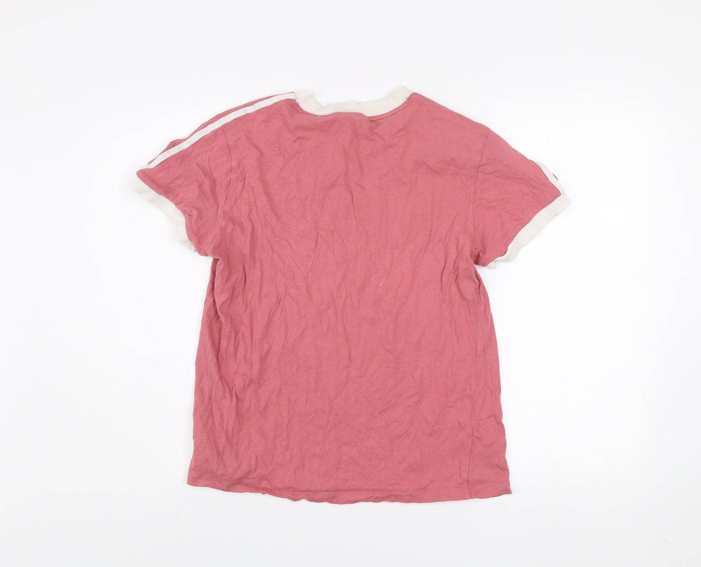 Adidas Womens Pink Ringer T-Shirt Size 8 Short Sleeve Cotton Blend