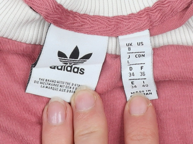 Adidas Womens Pink Ringer T-Shirt Size 8 Short Sleeve Cotton Blend