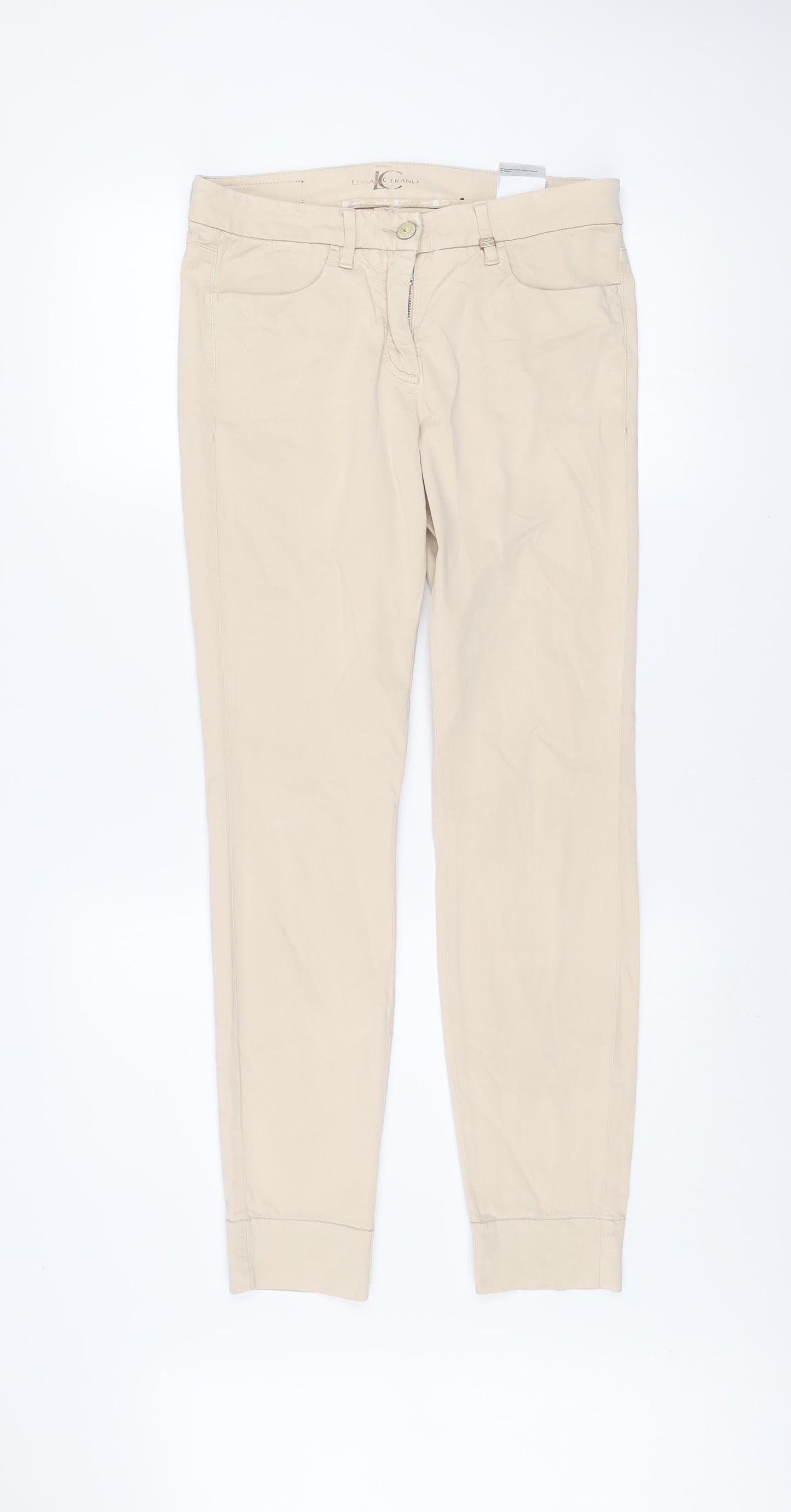 Luisa Cerano Women's Beige Chino Trousers Size 10 Slim Fit