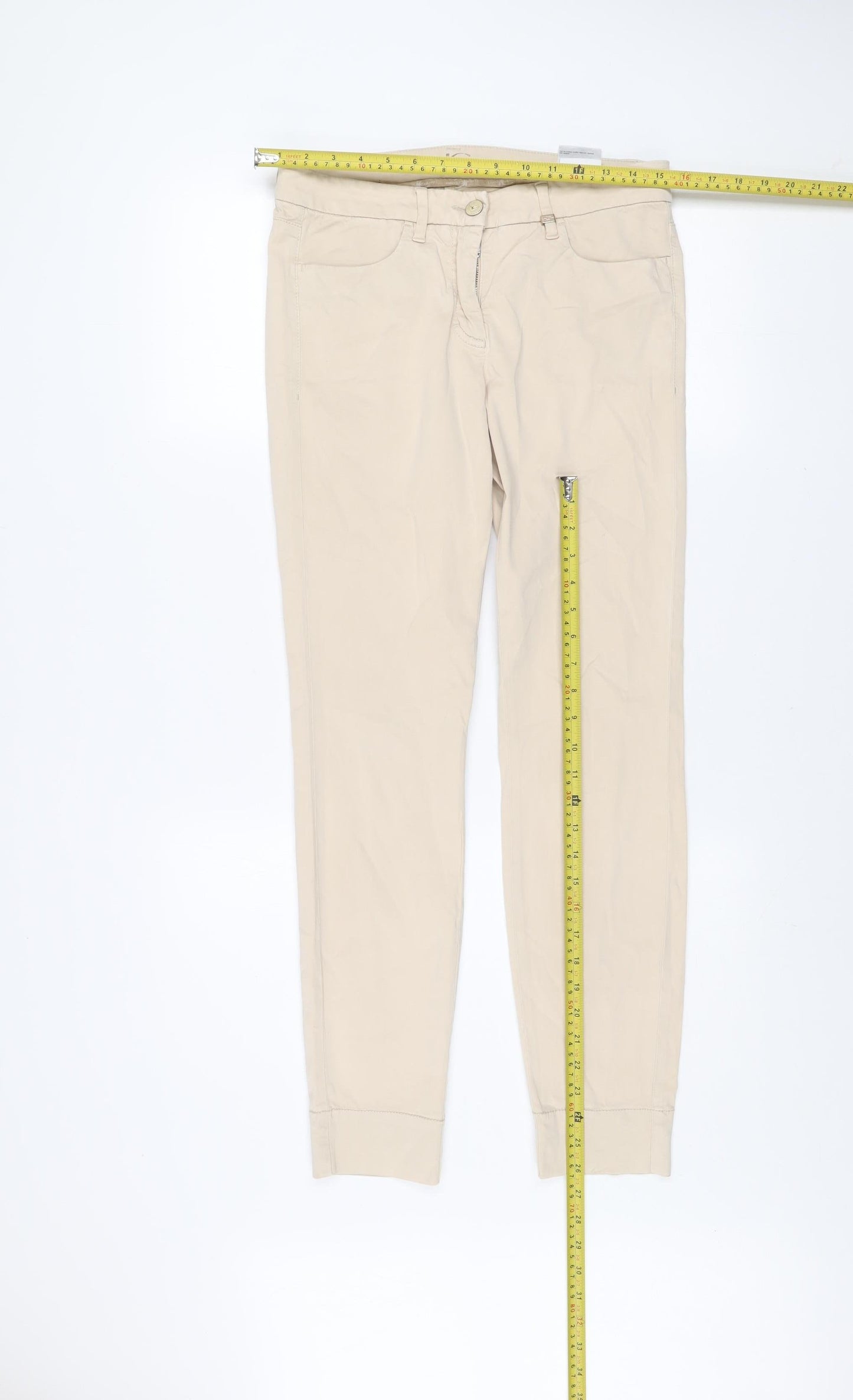 Luisa Cerano Women's Beige Chino Trousers Size 10 Slim Fit