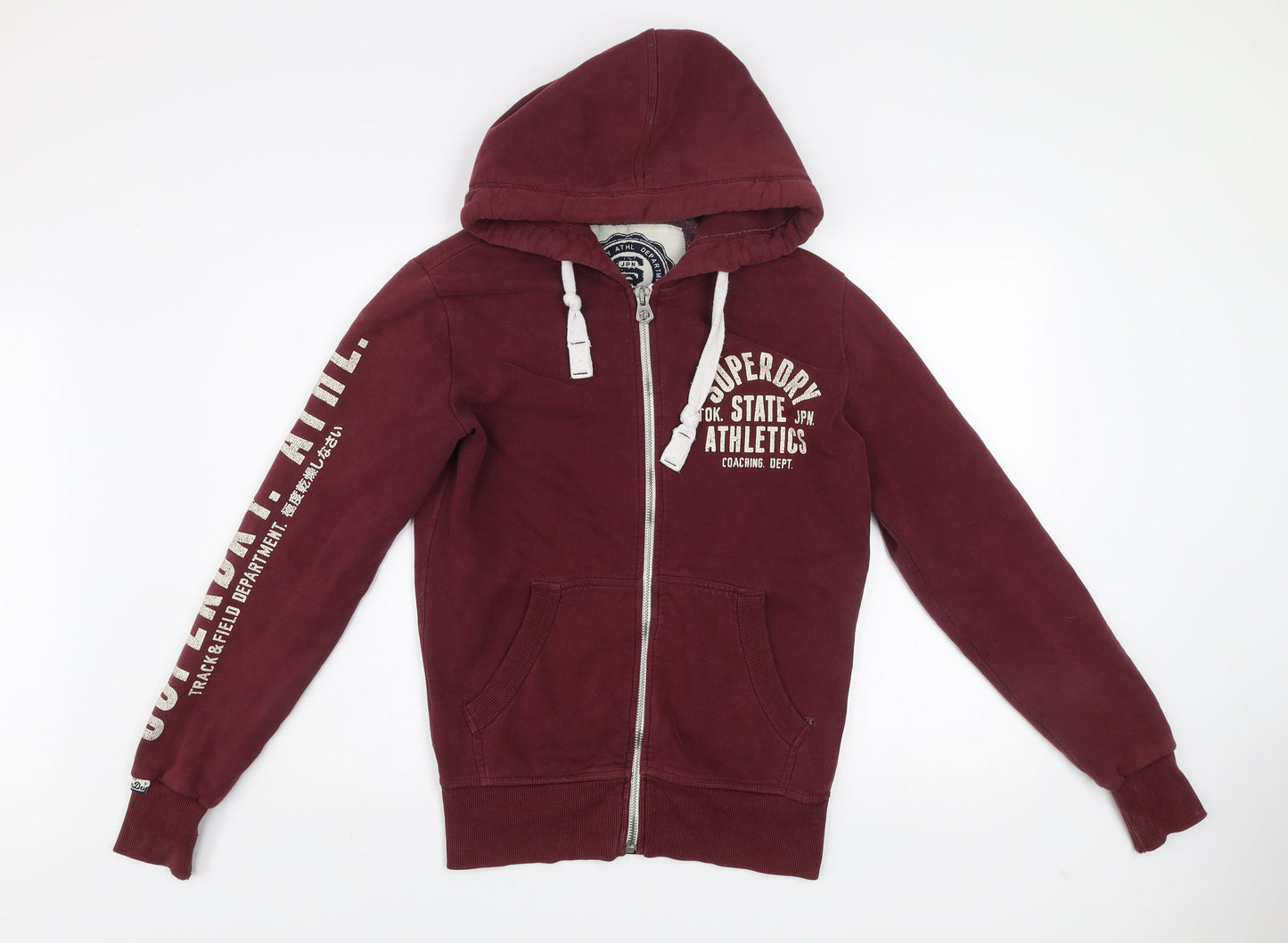 Superdry Men's Red Small Track Jacket Hoodie Full Zip Cotton Blend