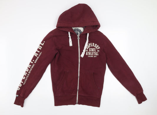Superdry Men's Red Small Track Jacket Hoodie Full Zip Cotton Blend
