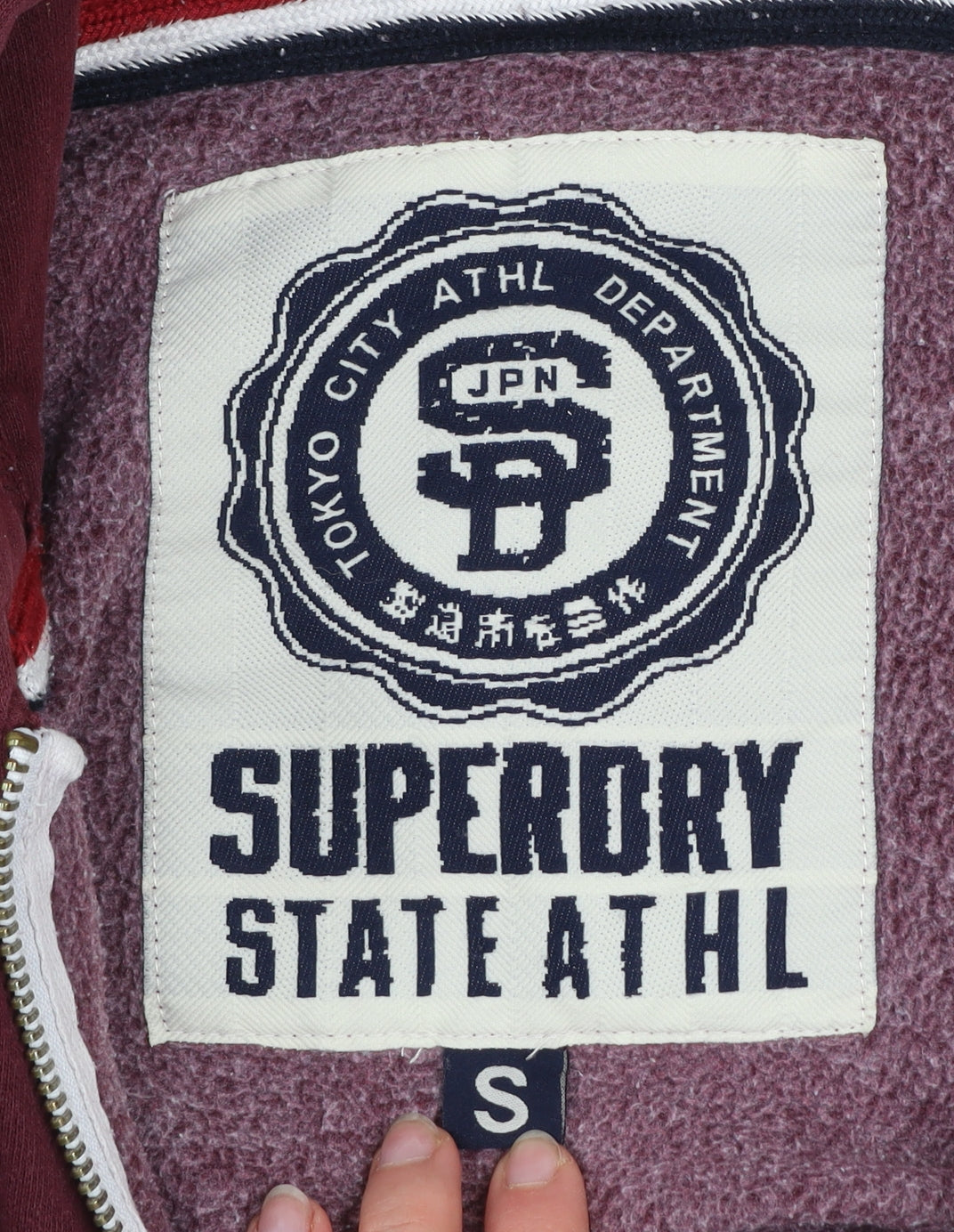 Superdry Men's Red Small Track Jacket Hoodie Full Zip Cotton Blend