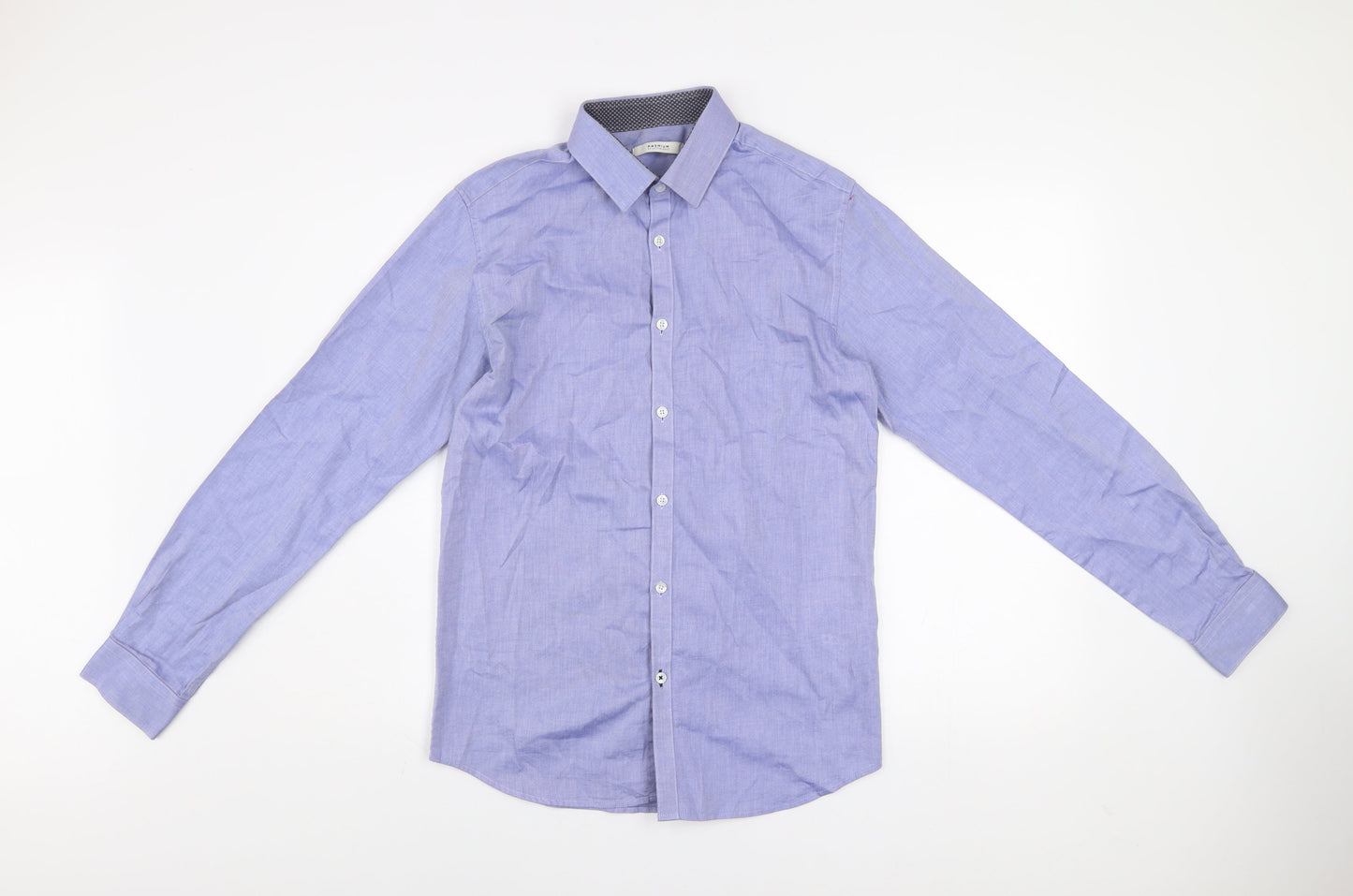 Jack & Jones Men’s Blue Slim Fit Long Sleeve Cotton Button-Up Shirt S