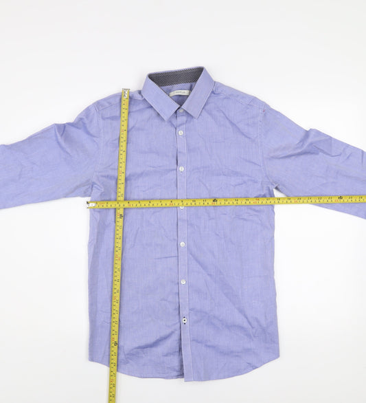 Jack & Jones Men’s Blue Slim Fit Long Sleeve Cotton Button-Up Shirt S