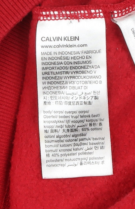 Mens UK XS Regular Calvin Klein Red Pullover Sweatshirt