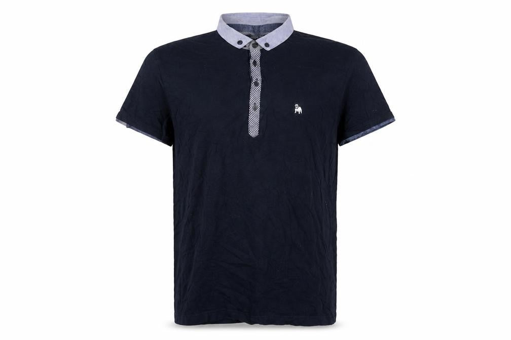 The Spitalfields Shirt Co Mens Blue XL Short Sleeve Cotton Polo