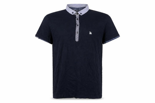The Spitalfields Shirt Co Mens Blue XL Short Sleeve Cotton Polo