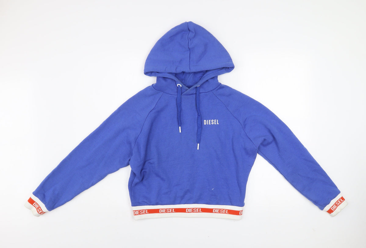Womens UK XS Regular Diesel Blue Pullover Hoodie