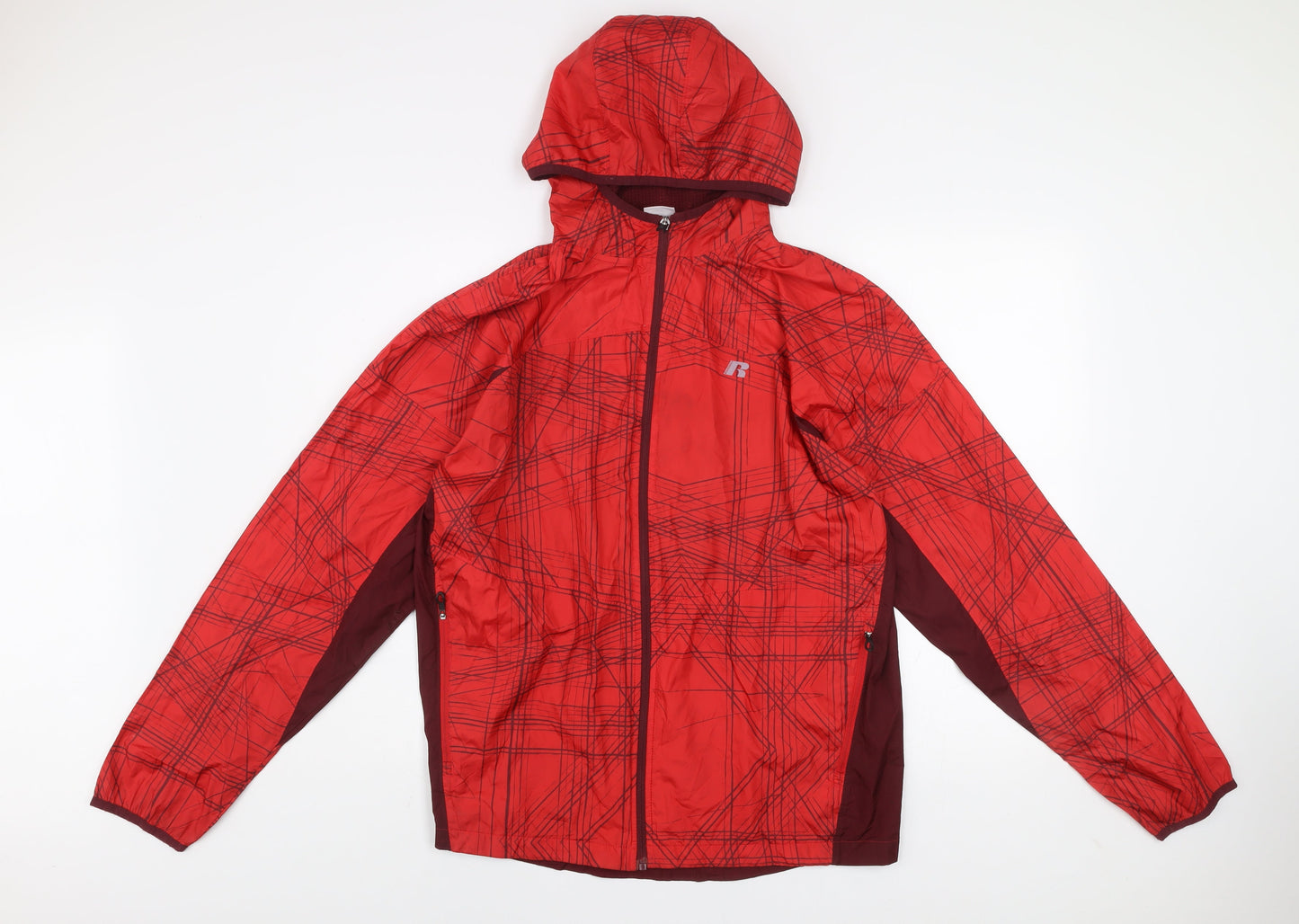 Russell Men Red Hooded Windbreaker Jacket M 38in Polyester