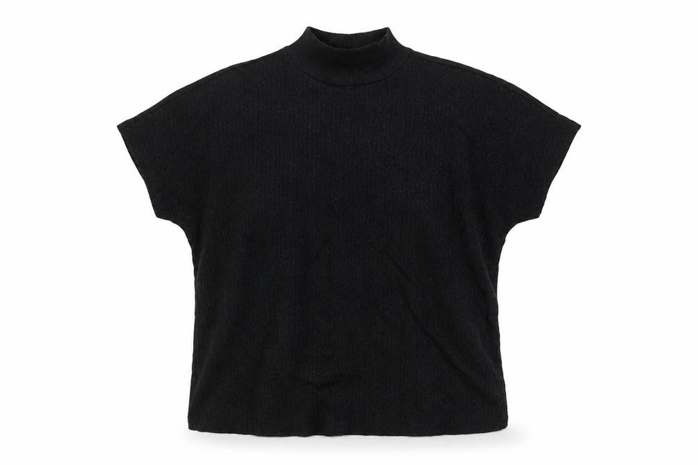 Jacqueline de Yong Womens Black Mock Neck Short Sleeve Top XS