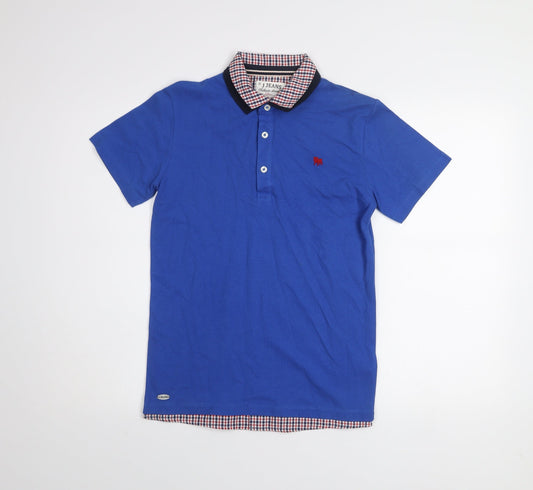 J Jeans Boys Blue Cotton Polo Shirt Age 11-12 Years Button-Down Collar