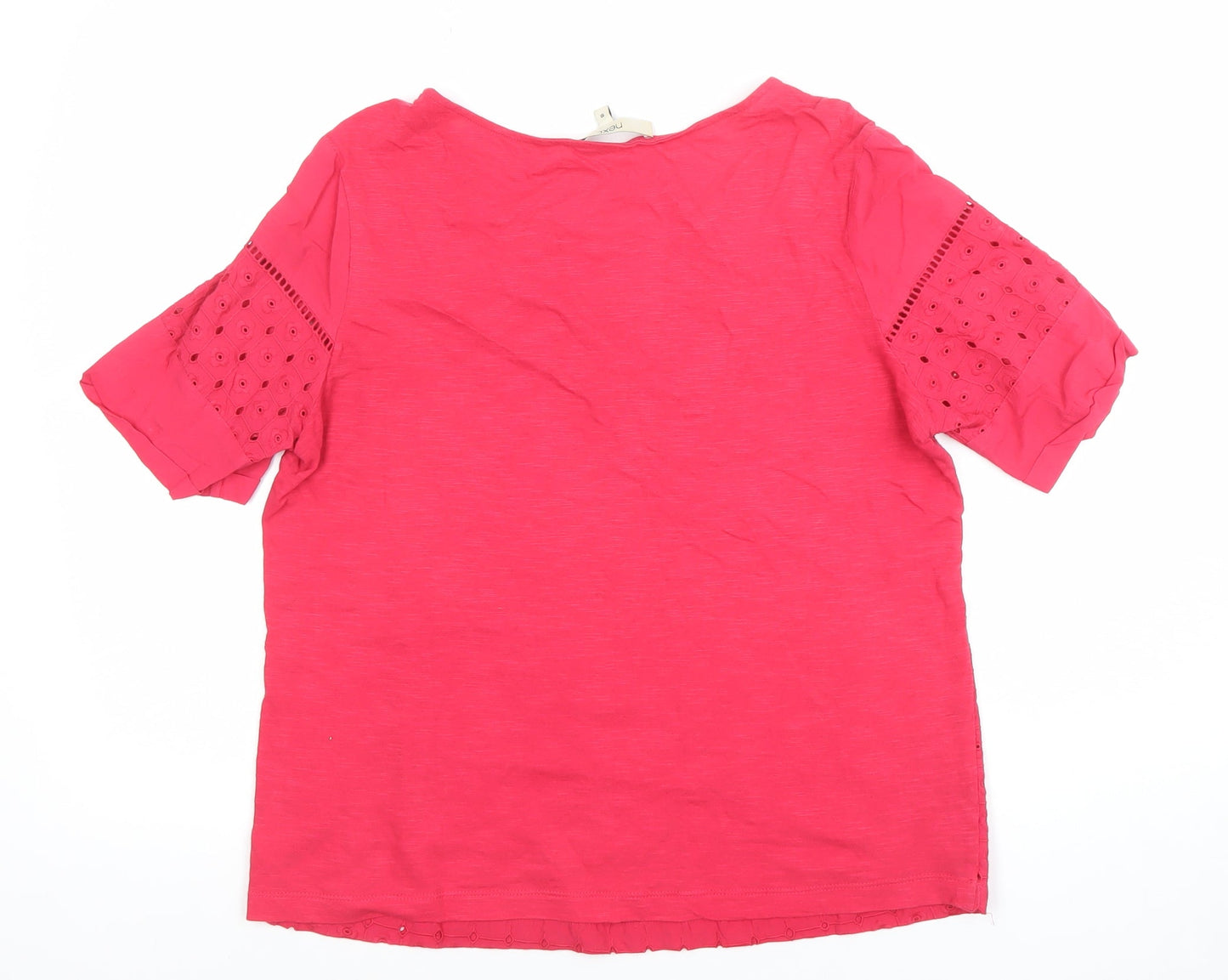 Next Women’s Pink Cotton Embroidered Short Sleeve Tunic Blouse Size 10