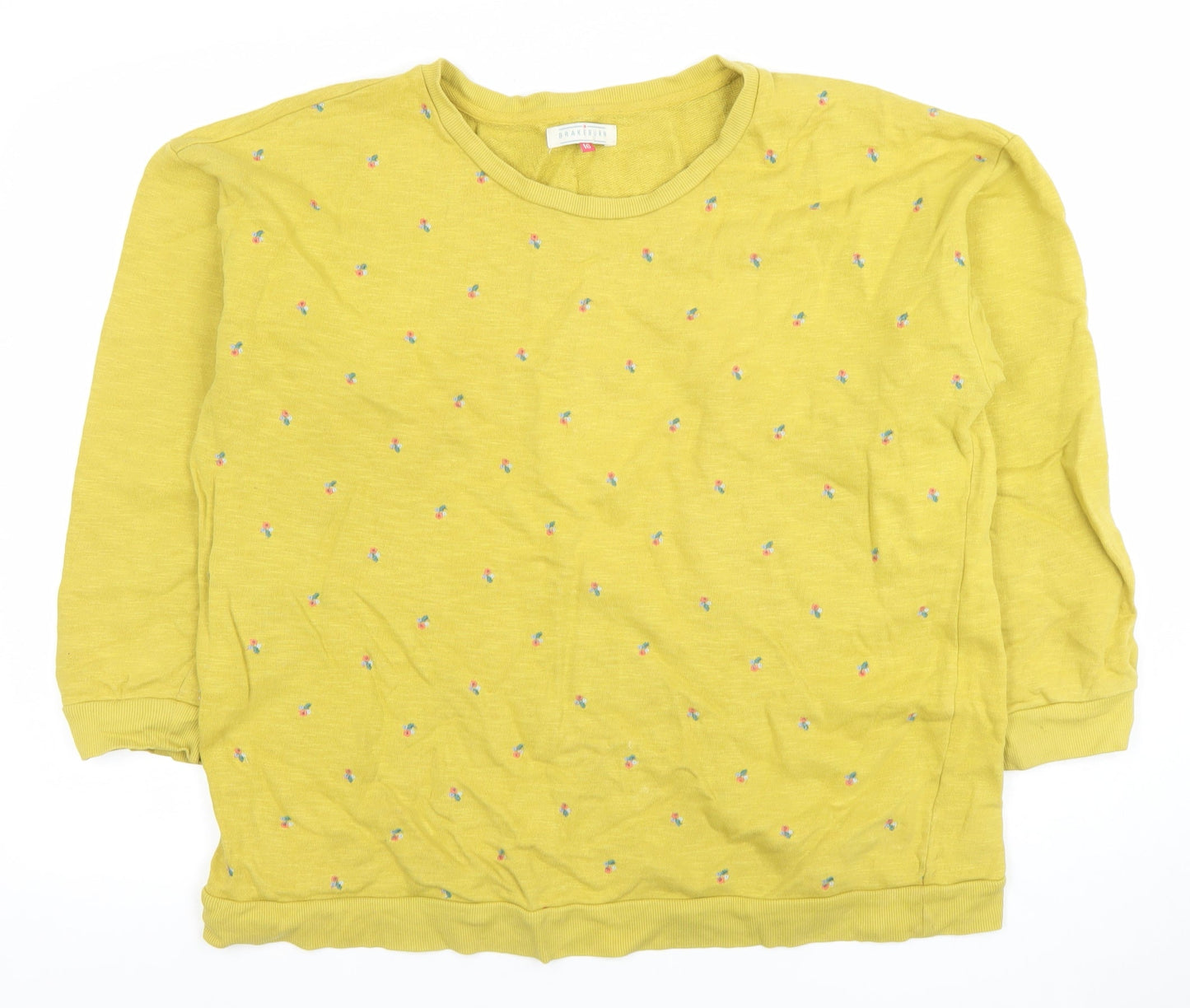 Brakeburn Women's Yellow Size 16 Cotton Pullover Sweatshirt