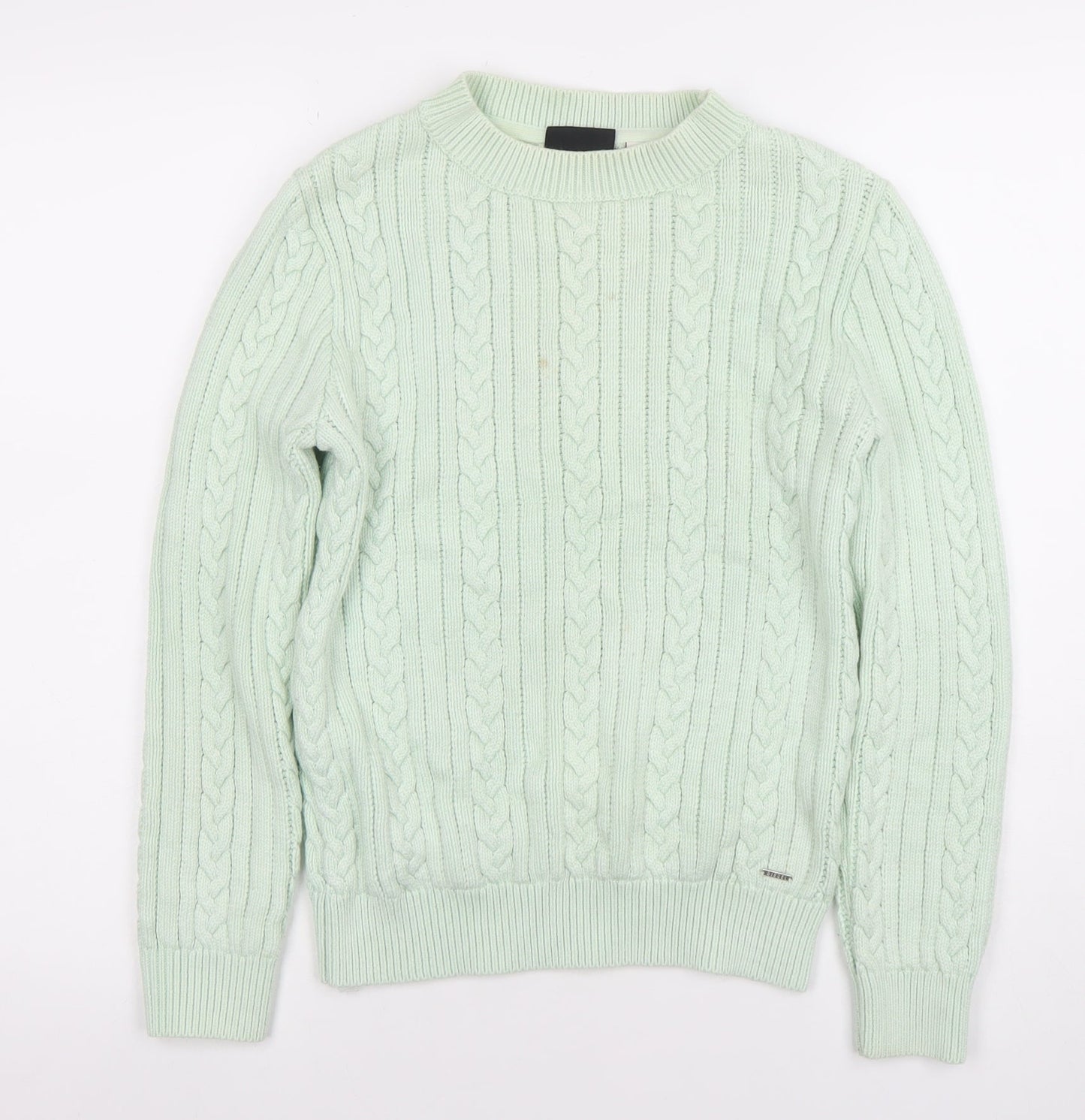 Womens UK S Regular Diesel Green Pullover Cable-Knit