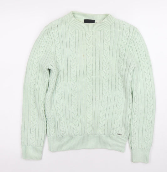 Womens UK S Regular Diesel Green Pullover Cable-Knit