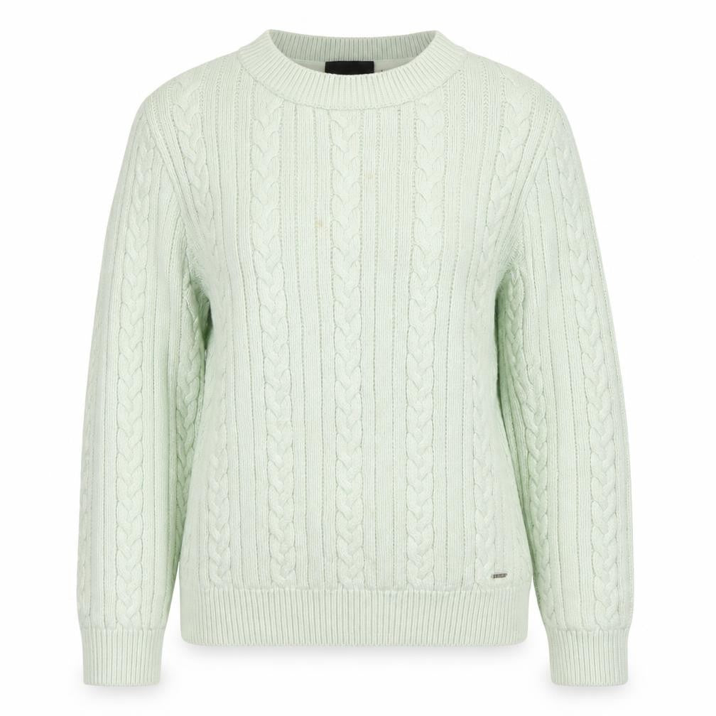 Womens UK S Regular Diesel Green Pullover Cable-Knit