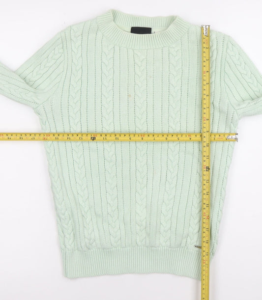 Womens UK S Regular Diesel Green Pullover Cable-Knit