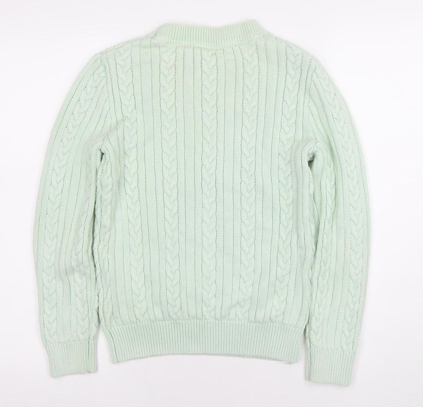 Womens UK S Regular Diesel Green Pullover Cable-Knit