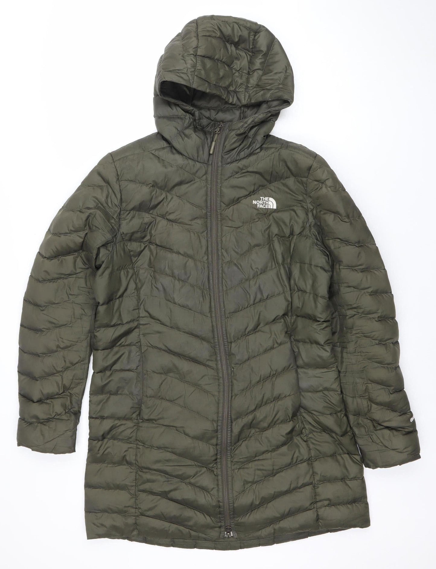 The North Face Women's Green Down Puffer Jacket Size L Hooded Outdoor Coat