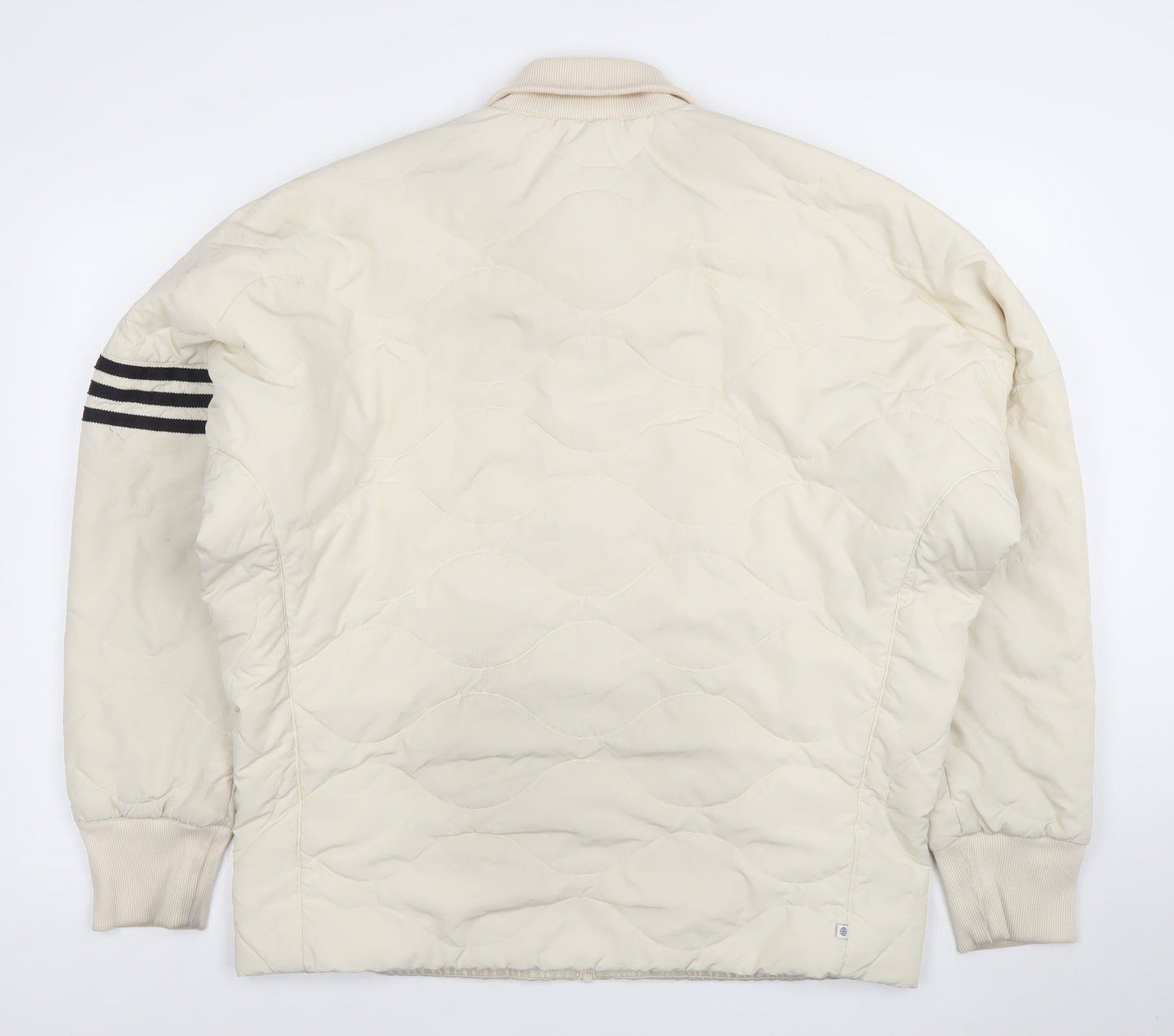 Adidas Men’s Ivory Bomber Jacket Size M Lined Full Zip Casual Sportswear