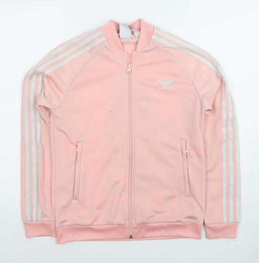 adidas Girls Pink Full Zip Sweatshirt 12-13 Years Sports Logo Jacket