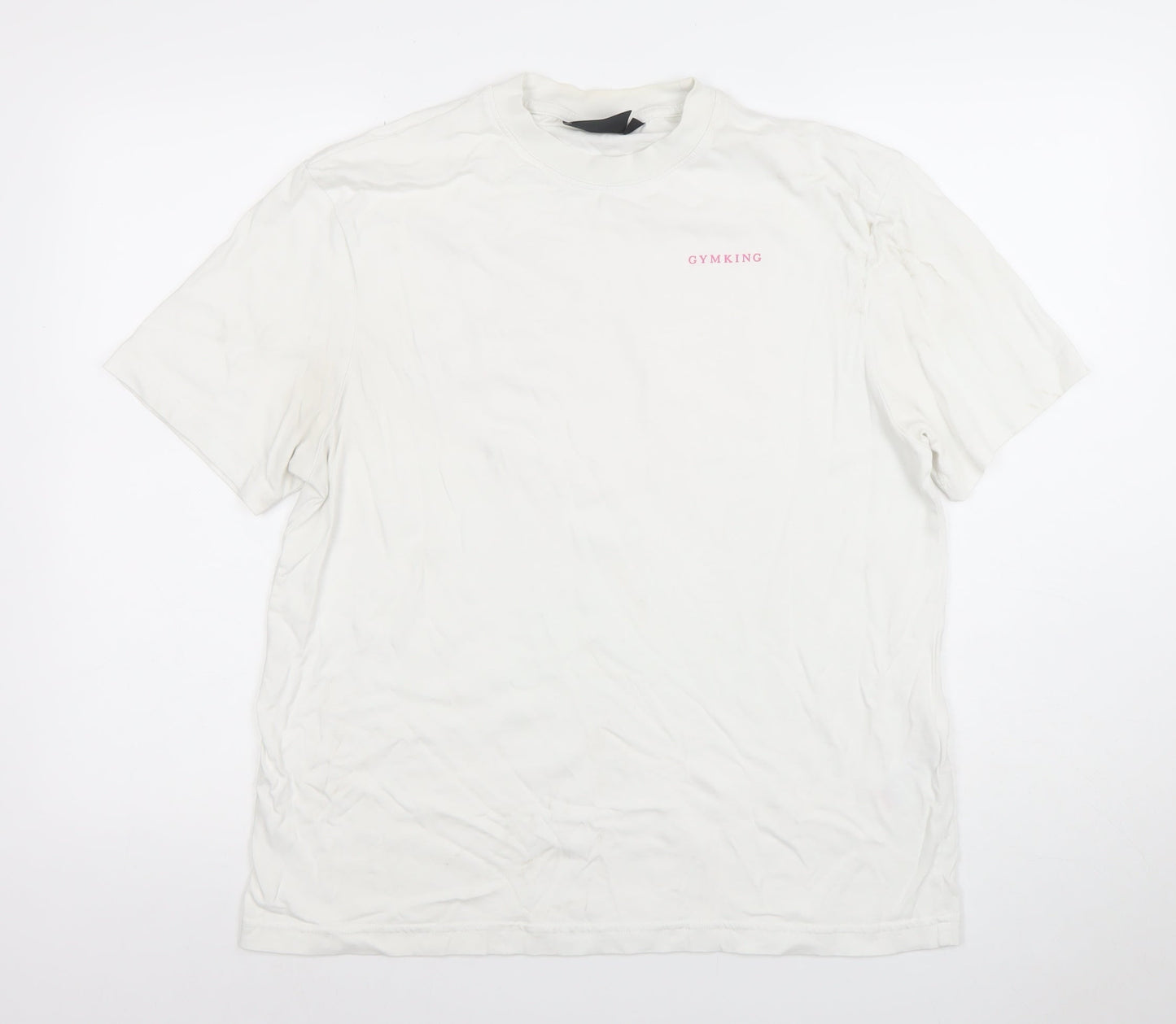 The Gym King Women's White Cotton T-Shirt Size 10 Crew Neck Casual Top