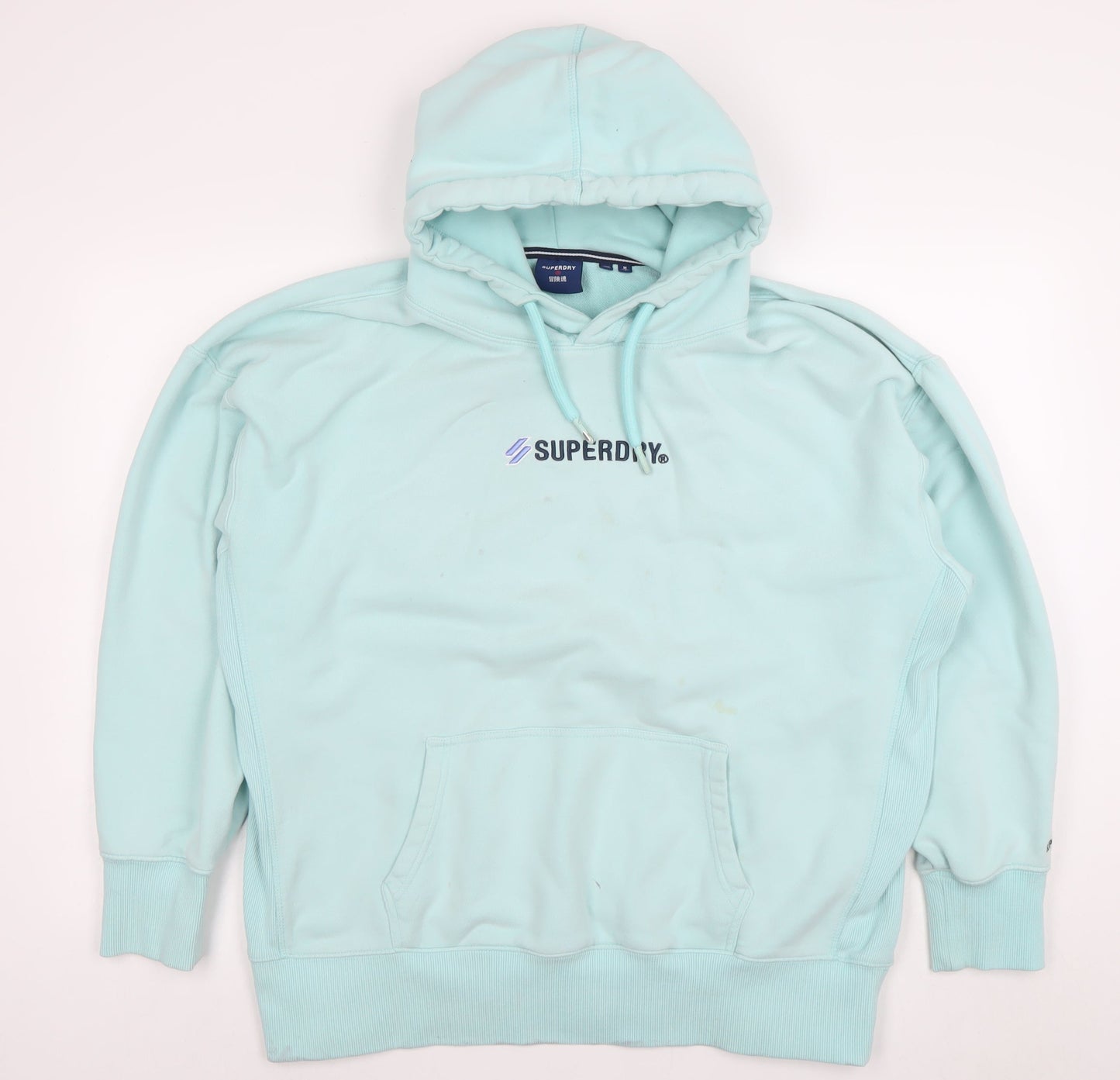 Superdry Women’s Blue Hoodie Size M Pullover Cotton Logo Sweatshirt