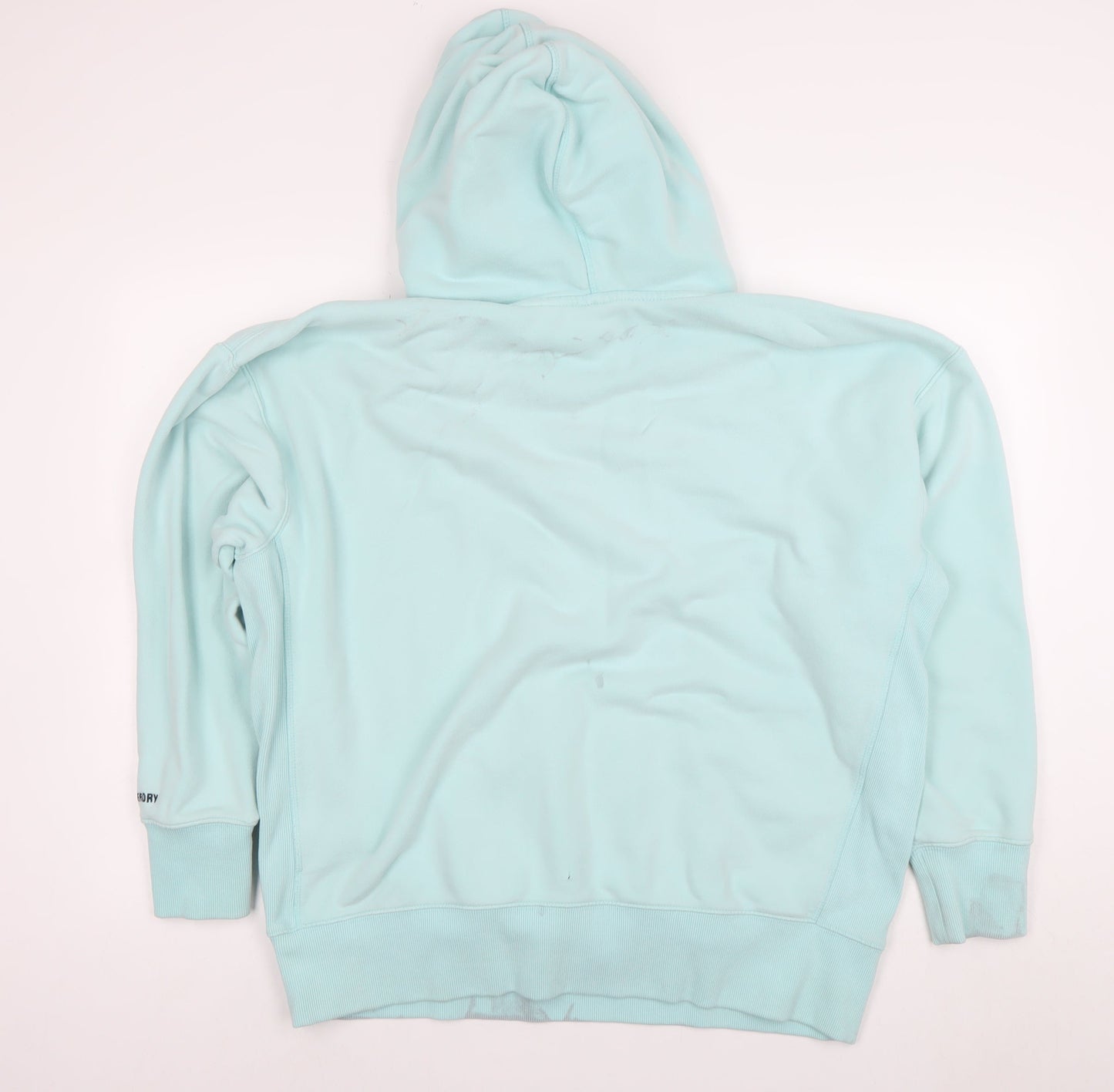 Superdry Women’s Blue Hoodie Size M Pullover Cotton Logo Sweatshirt