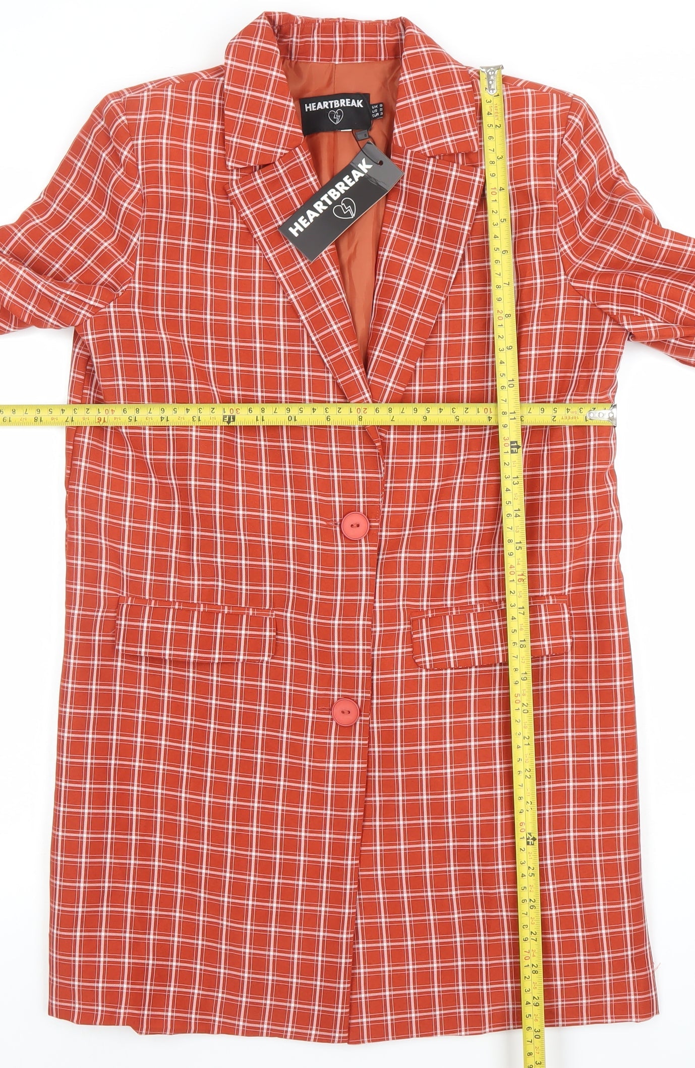 Heartbreak Women's Red Check Blazer UK 8 Single Breasted