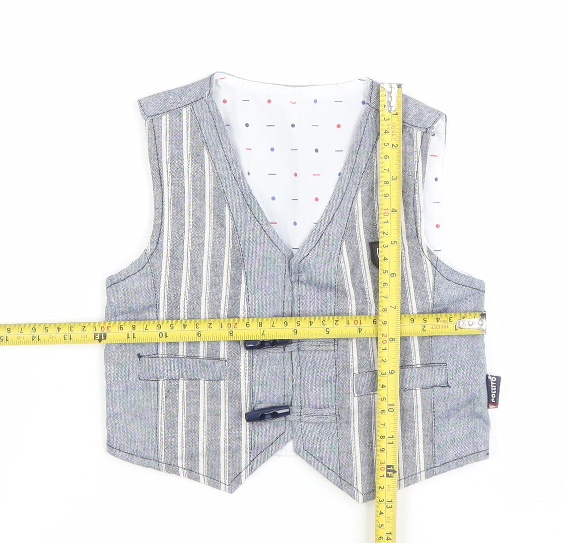 Politto Boys Grey Striped Waistcoat 4 Years Formal Wedding Suit Vest