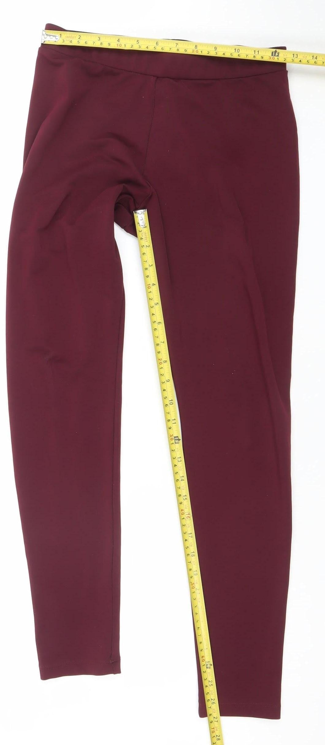 Adidas Womens Red Leggings Size 12 Slim Fit Stretch Activewear